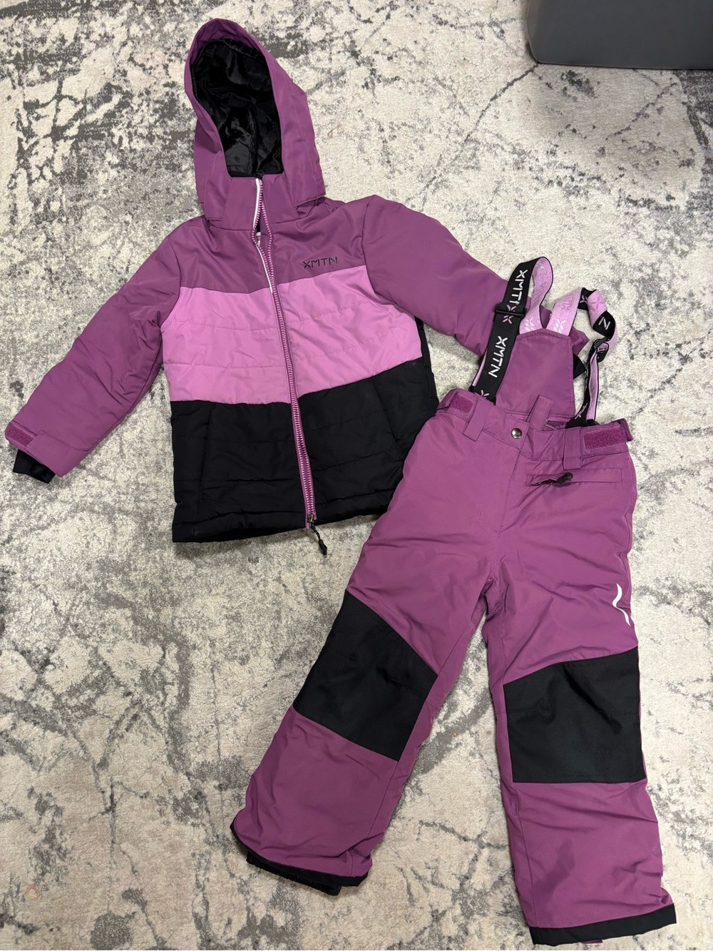 Kids Two-Piece Purple/Black Snow Jacket & Bib Pants
